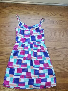 SPLENDID Multicolor Block-Print Midi Dress in Magenta, Teal & Navy